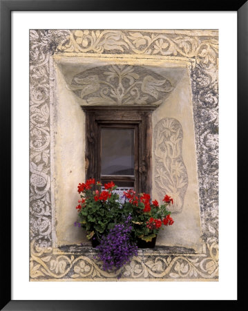 Architectural Detail And House Window, Guarda, Switzerland by Gavriel Jecan Pricing Limited Edition Print image