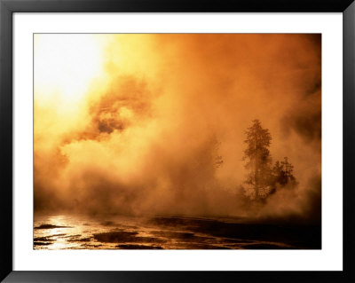 Sunrise At Old Faithful Basin With Rising Steam From Thermals, Yellowstone National Park, U.S.A. by Christer Fredriksson Pricing Limited Edition Print image