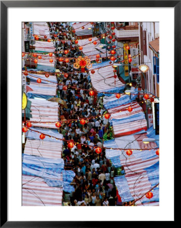 Overhead Of Crowd And Stalls In Chinatown Street, Singapore, Singapore by Michael Coyne Pricing Limited Edition Print image