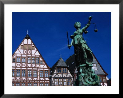 Statue On Romerplatz, Frankfurt-Am-Main, Hesse, Germany by Johnson Dennis Pricing Limited Edition Print image