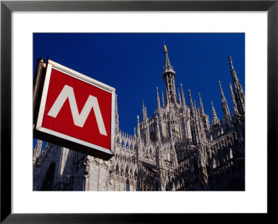 Metro Sign And Il Duomo, Milan, Italy by Dallas Stribley Pricing Limited Edition Print image