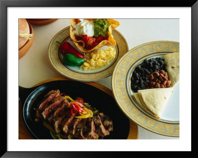 Mexican Dishes Of Guacamole, Beef And Beans At Phoenician Resort, Scottsdale, Arizona, Usa by John Hay Pricing Limited Edition Print image