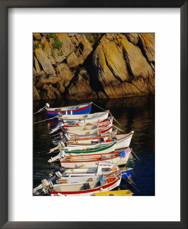 Row Of Fishing Boats Moored In A Small Harbour Near Plouhinec, Cape Sizun, Brittany, France by Jean-Bernard Carillet Pricing Limited Edition Print image