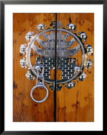 Wooden Door With Silver Handle, Seoul, South Korea by Juliet Coombe Pricing Limited Edition Print image