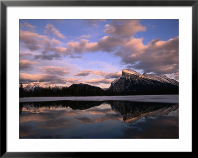 Pastel Shades Of Dusk Over Mt. Rundle And Vermilion Lake, Banff National Park, Alberta, Canada by Mark Newman Pricing Limited Edition Print image