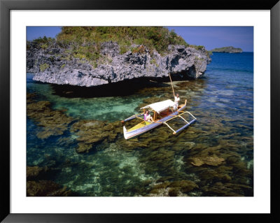 Bangka With Female Passenger On Clear Water, Hundred Islands National Park, Pangasinan, Philippines by John Pennock Pricing Limited Edition Print image