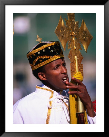 Boy Deacon On Duty At Meskal Festival Wearing Traditional Priestly Garb, Asmara, Eritrea by Frances Linzee Gordon Pricing Limited Edition Print image