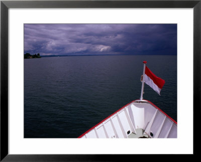 Flag At Front Of Boat On Lake Constance (Bodensee), Baden-Wurttemberg, Germany by Johnson Dennis Pricing Limited Edition Print image