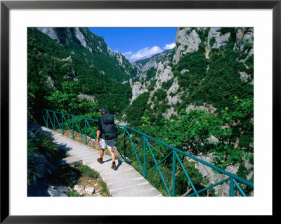 Trekker Walking Towards Summit Of Mt. Olympus, Enipeas Valley, Greece by Mark Daffey Pricing Limited Edition Print image