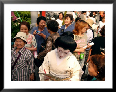 Geisha In Kimono Signing Autograph For Fan, Tokyo, Japan by Greg Elms Pricing Limited Edition Print image