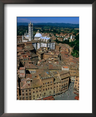 Overhead Of Piazza Del Compo And Buildings, With Duomo Behind, Siena, Italy by Bethune Carmichael Pricing Limited Edition Print image