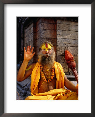 Sadhu Sitting On A Stone Chaitya On The Eastern Banks Of The Bagmati River, Pashupatinath, Nepal by Ryan Fox Pricing Limited Edition Print image