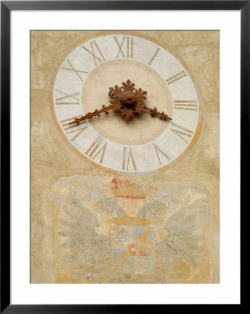 Clock Tower Detail In Hilltop Medieval Town, Bergamo, Italy by Lisa S. Engelbrecht Pricing Limited Edition Print image
