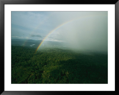Aerial View Of A Rainbow Over The Lush Forests Of Gabon by Michael Nichols Pricing Limited Edition Print image