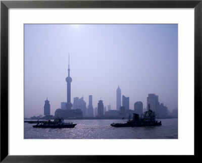 Water Traffic Along Huangpu River Passing Oriental Tv Tower And Pudong Skyline, Shanghai, China by Paul Souders Pricing Limited Edition Print image
