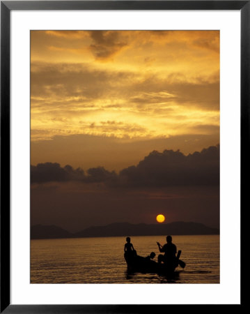 Father And Boys Rowing At Sunset, Phang Nga Bay, Thailand by John & Lisa Merrill Pricing Limited Edition Print image