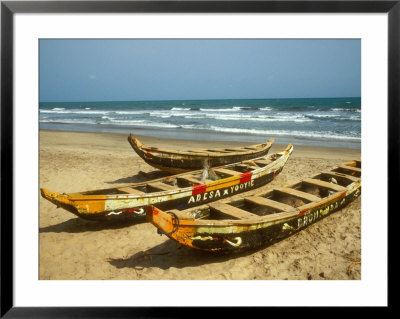 Traditional Fishing Boats On Kokrobite Beach, Greater Accra Region, Gulf Of Guinea, Ghana by Alison Jones Pricing Limited Edition Print image