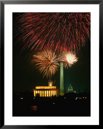 Fireworks Over National Mall And Washington Monument, Washington Dc, Usa by Johnson Dennis Pricing Limited Edition Print image