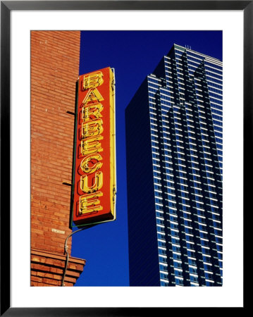 Restaurant Sign And Modern Building, West End Historic District, Dallas, United States Of America by Richard Cummins Pricing Limited Edition Print image