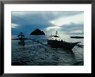 Outrigger Boats At Dusk In Sigaboy, Davao Oriental, Philippines, Southern Mindanao by Eric Wheater Pricing Limited Edition Print image
