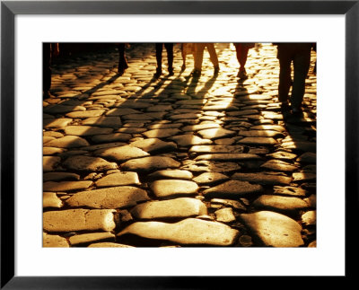 Via Sacra Cobblestones And Pedestrian Shadows At Roman Forum, Rome, Italy by Johnson Dennis Pricing Limited Edition Print image