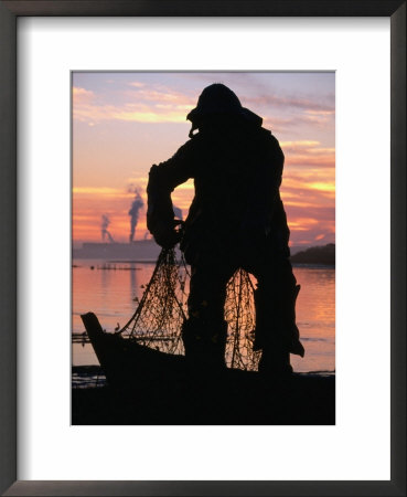 Fisherman's Memorial Statue Silhouetted Against Sunset, Eureka, California, Usa by Stephen Saks Pricing Limited Edition Print image