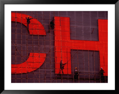 Neon Workers, Wanchai, Hong Kong, China by Lawrence Worcester Pricing Limited Edition Print image