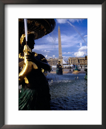 Fountain With Luxor Obelisk And Place De La Concorde In Background, Paris, France by Levesque Kevin Pricing Limited Edition Print image