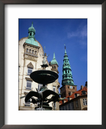 The Stork Fountain With Buildings In Background, Copenhagen, Denmark by Charlotte Hindle Pricing Limited Edition Print image