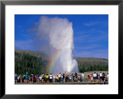 Tourists Watching Old Faithful Geyser, Yellowstone National Park, Usa by John Elk Iii Pricing Limited Edition Print image