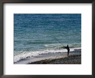 Man Beach Fishing, Baie Of Audieme, Finistere, France by Jean-Bernard Carillet Pricing Limited Edition Print image