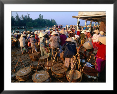 Crowds Of People With Baskets At Early Morning Fish Market, Hoi An, Quang Nam, Vietnam by Anders Blomqvist Pricing Limited Edition Print image