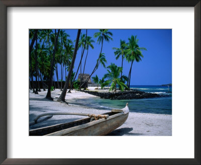 Outrigger Canoe On Beach On South Kona Coast, Puuhonua O Honaunau National Park, Hawaii, Usa by Ann Cecil Pricing Limited Edition Print image