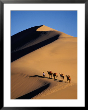 Camel Caravan With Sand Dune, Silk Road, China by Keren Su Pricing Limited Edition Print image
