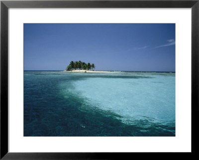 Blue Ocean Waters With A Palm-Covered Island At Silk Cay, Belize by Ed George Pricing Limited Edition Print image
