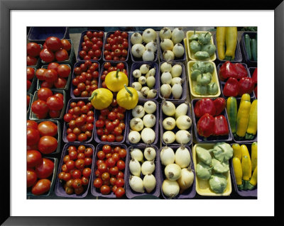 Colorful Vegetables In Paperboard Baskets Line A Table by Paul Chesley Pricing Limited Edition Print image