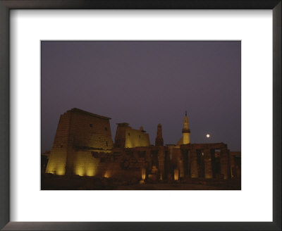 Moonrise Over The Luxor Temple Complex And A Modern Minaret by Kenneth Garrett Pricing Limited Edition Print image