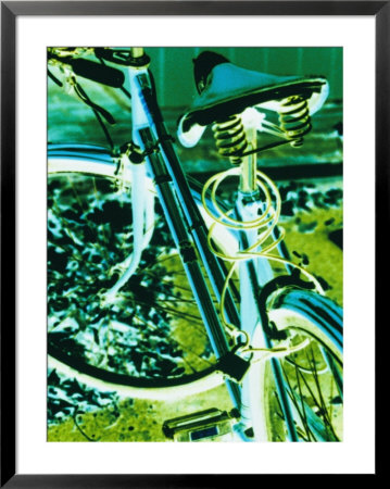 Bright Blue And Green Colors Create An Electrifying View Of A Bicycle by Stacy Gold Pricing Limited Edition Print image