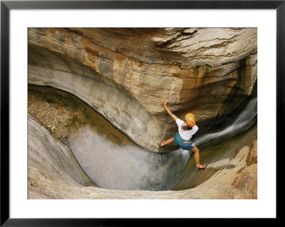 A Climber Climbs Up The Corner Of A Cliff by Dugald Bremner Pricing Limited Edition Print image
