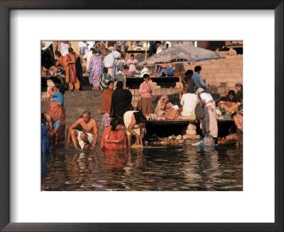 Ritual Bath At Dawn In Ganges River, India by Jacob Halaska Pricing Limited Edition Print image