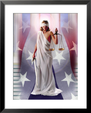 Lady Of Justice, Flag And Columns by Paul Katz Pricing Limited Edition Print image