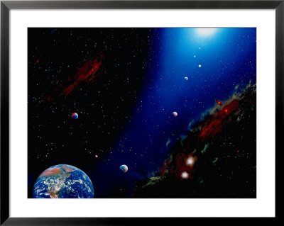 Illustration Of Earth, Planets And Sun by Ron Russell Pricing Limited Edition Print image
