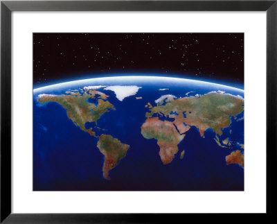 Space Illustration Of Earth And Stars by Ron Russell Pricing Limited Edition Print image