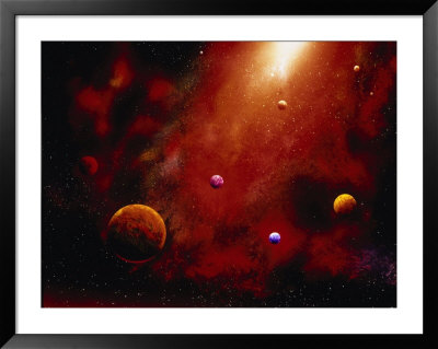 Illustration Of Planets And Red Glowing Star by Ron Russell Pricing Limited Edition Print image