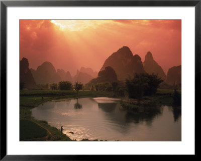 Man Standing Near Water, Guangxi, China by Erwin Nielsen Pricing Limited Edition Print image