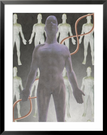 Cloning Dna, Male Figure With Dna Strand by Eric Kamp Pricing Limited Edition Print image