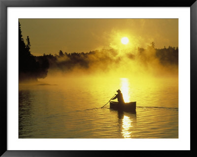 Silhouetted Canoeist, Boundary Waters, Mn by Amy And Chuck Wiley/Wales Pricing Limited Edition Print image