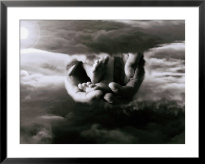 In The Clouds, Father's Hands Hold A Child's Feet by Chris Briscoe Pricing Limited Edition Print image