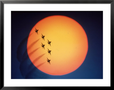 Jet Air Show In Front Of Setting Sun by Paul Katz Pricing Limited Edition Print image