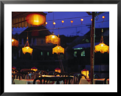 Seafood Restaurant With Lit Lanterns, Vietnam by Walter Bibikow Pricing Limited Edition Print image